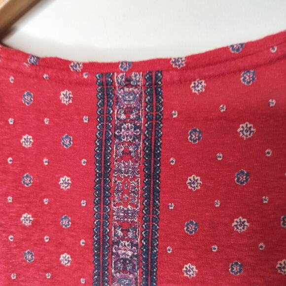 Lucky Brand Tee Shirt Boho Floral Linen Blend - Picture 9 of 10
